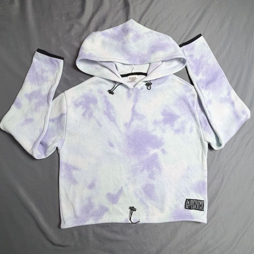Victoria's Secret PINK Woman's XS Crop Tye Dye Purple Blue Draw String Bottom